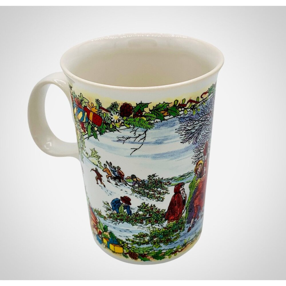 Vintage Coffee Dunoon Stoneware “Gathering Mistletoe” Christmas Cheer Series Mug